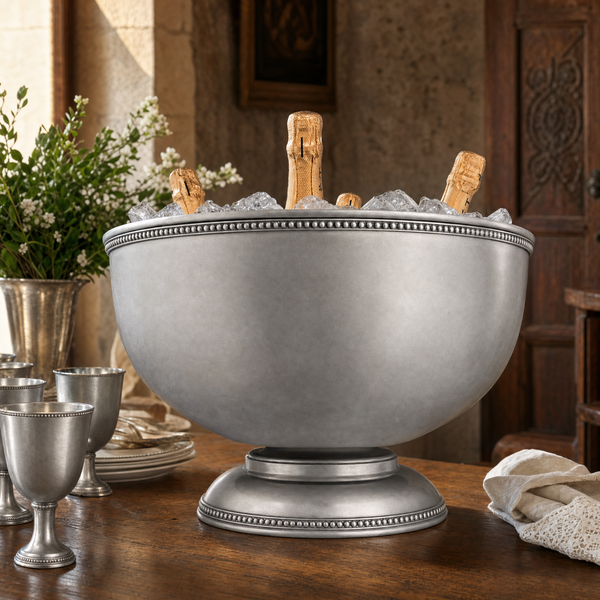 Pewter Medici Bead Ice Tub/Punch Bowl