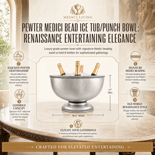 Pewter Medici Bead Ice Tub/Punch Bowl
