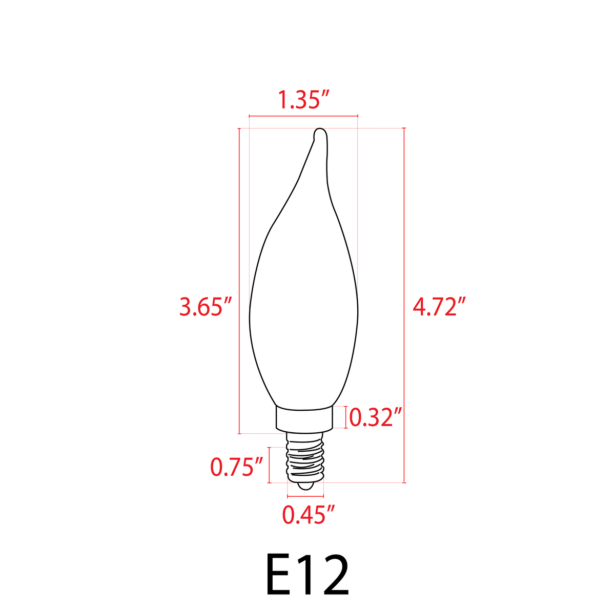 E12 3W LED Filament Candelabra Shape Dimmable Energy Saving 12V Low Voltage Light Bulb
