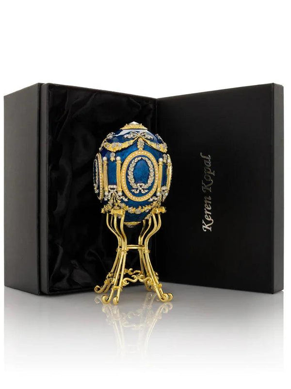 Blue Faberge Egg with Swan Inside - Gifts for You 'n Me