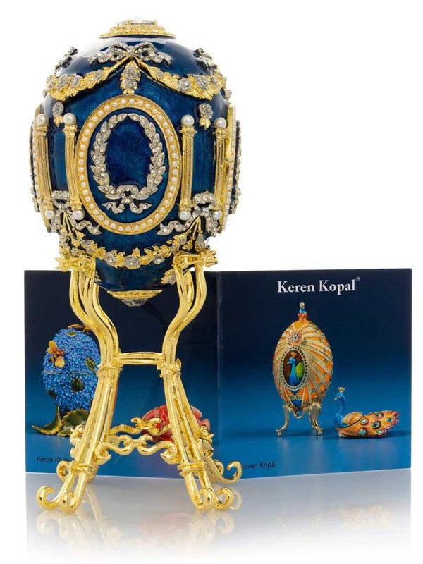 Blue Faberge Egg with Swan Inside - Gifts for You 'n Me