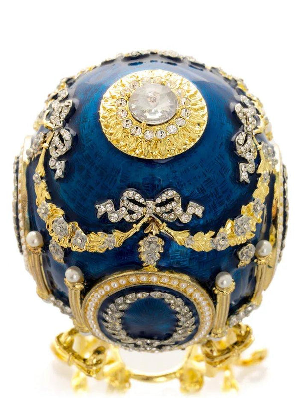 Blue Faberge Egg with Swan Inside - Gifts for You 'n Me