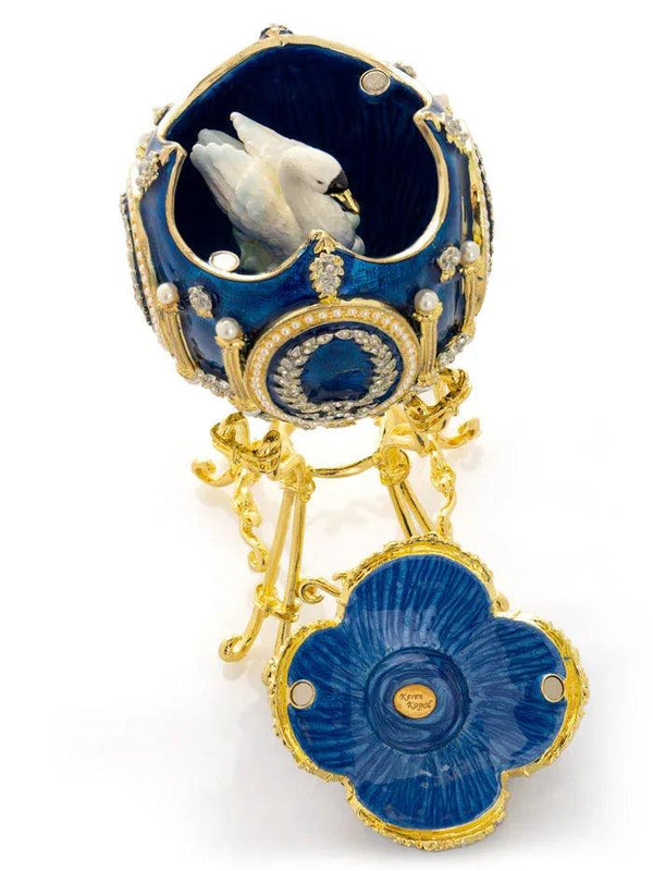 Blue Faberge Egg with Swan Inside - Gifts for You 'n Me