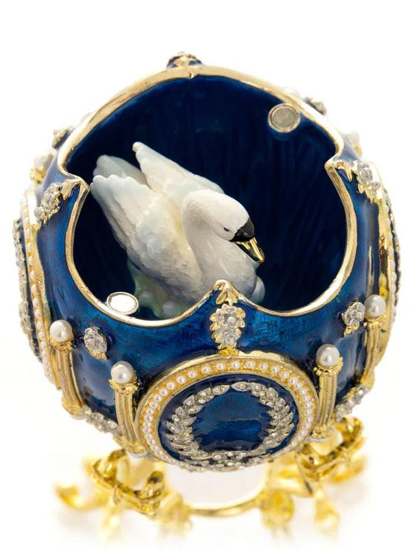 Blue Faberge Egg with Swan Inside - Gifts for You 'n Me