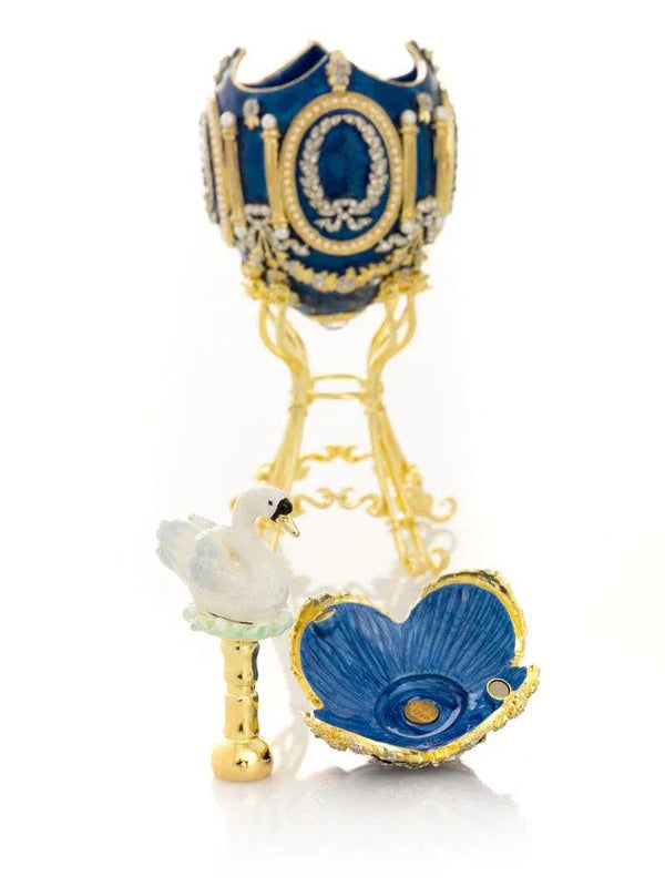 Blue Faberge Egg with Swan Inside - Gifts for You 'n Me