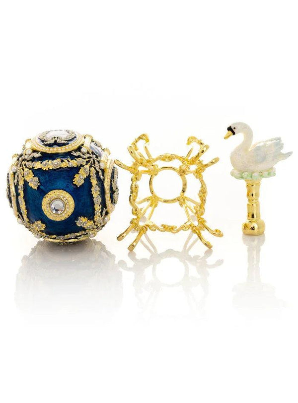 Blue Faberge Egg with Swan Inside - Gifts for You 'n Me