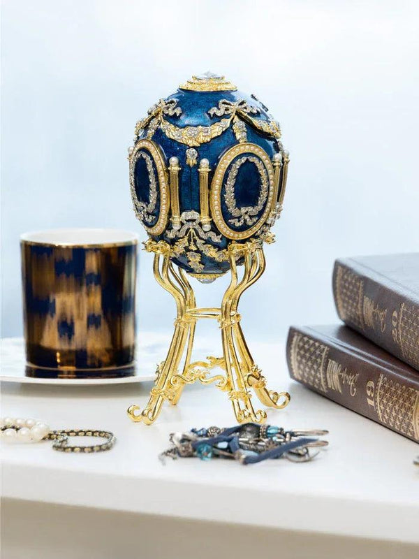 Blue Faberge Egg with Swan Inside - Gifts for You 'n Me