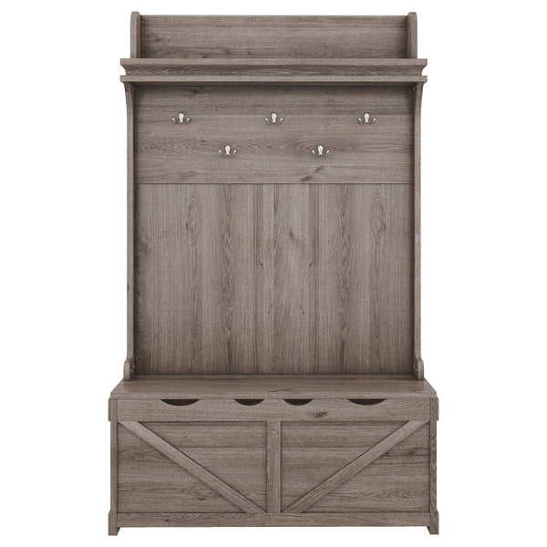 Hall tree with storage desk, entrance desk with drawers and 5 hooks, display rack,Oak