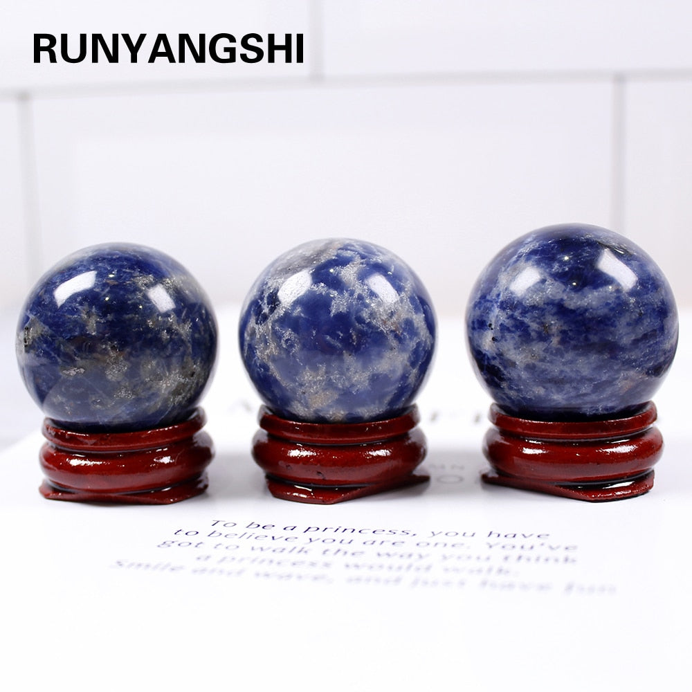 Natural crystal ball polished crystal crafts Blue-vein stone sodalite Wish ball ornament