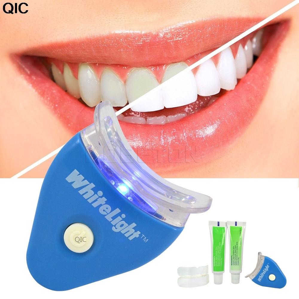 QIC Electric Dental Teeth Whiting Kit Including Battery Original White LED Light Tooth Whiten Toothpaste Gel Whitener Oral Care