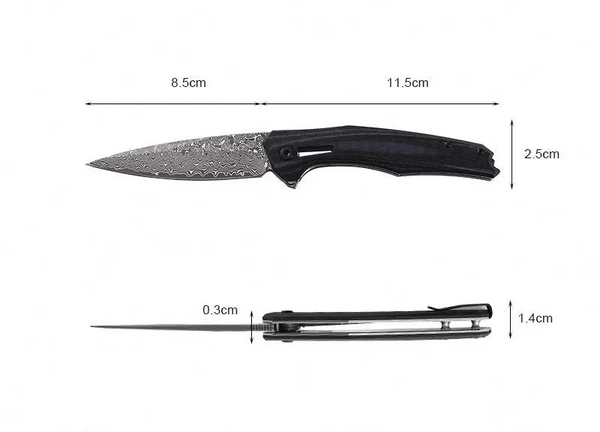 Erebus Japanese Gentleman's Knife with VG-10 Damascus, G10 Handle & Leather Sheath