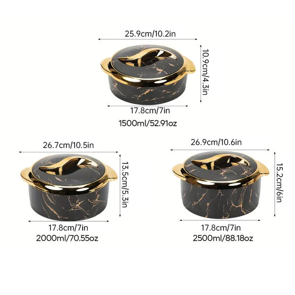 3-Piece Insulated Food Container Set (1.5L, 2L, 2.5L) - Ideal for Ramadan Celebrations, Weddings, Family Gatherings & More