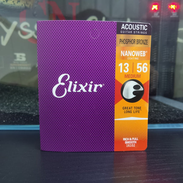 Acoustic Guitar Strings: 80/20 Bronze with NANOWEB Coating, Long - lasting Bright Tone, Comfortable Feel, Medium 13 - 56