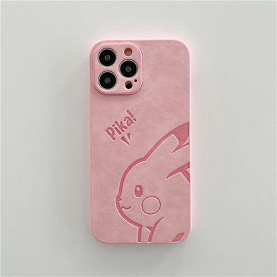 Cute Pikachu Suitable For iPhone13pro Mobile Phone Shell Leather Apple 12mini/Xsmax Pressed Leather 11