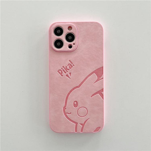 Cute Pikachu Suitable For iPhone13pro Mobile Phone Shell Leather Apple 12mini/Xsmax Pressed Leather 11