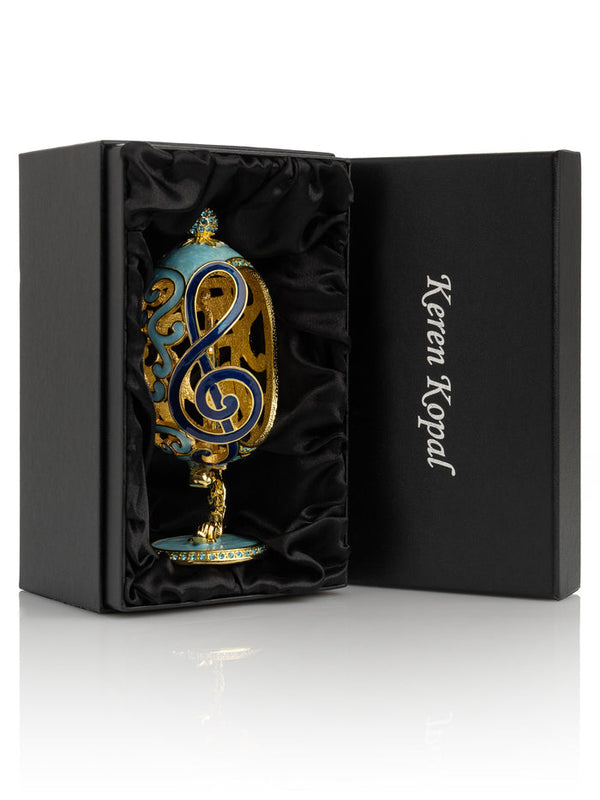 Treble Clef Faberge Egg with Violin Surprise - Gifts for You 'n Me