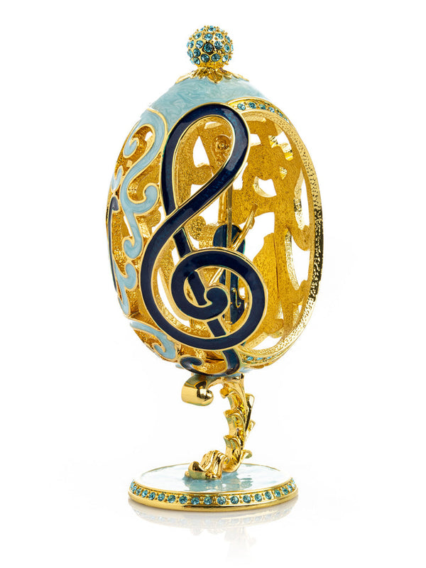 Treble Clef Faberge Egg with Violin Surprise - Gifts for You 'n Me