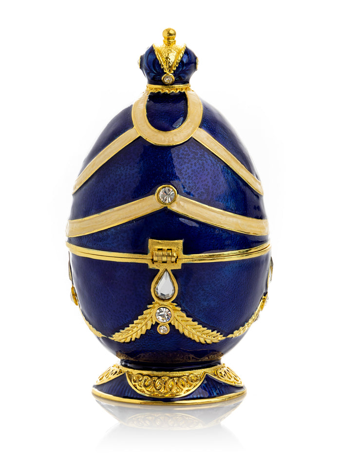 Blue Faberge Egg with Golden Piano Surprise