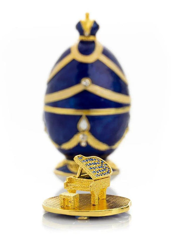 Blue Faberge Egg with Golden Piano Surprise - Gifts for You 'n Me