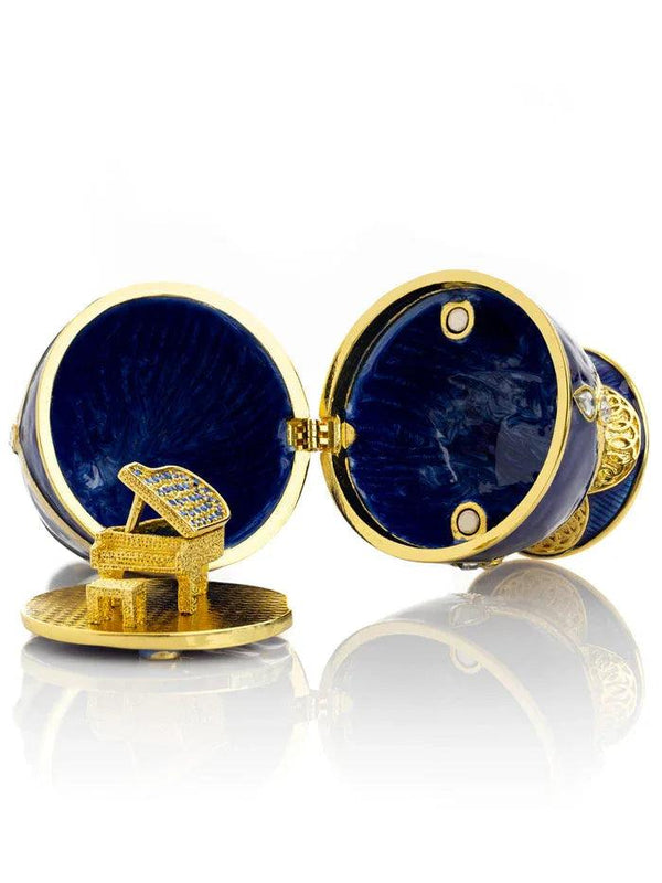 Blue Faberge Egg with Golden Piano Surprise - Gifts for You 'n Me