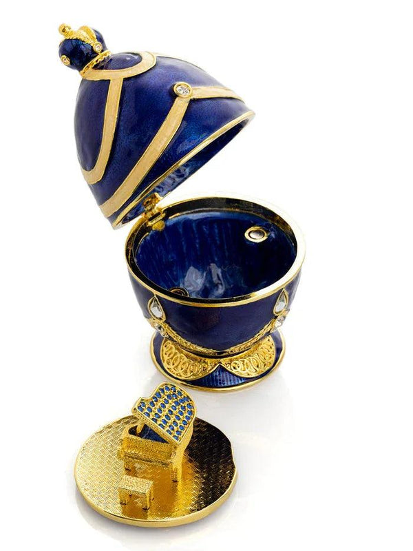 Blue Faberge Egg with Golden Piano Surprise - Gifts for You 'n Me