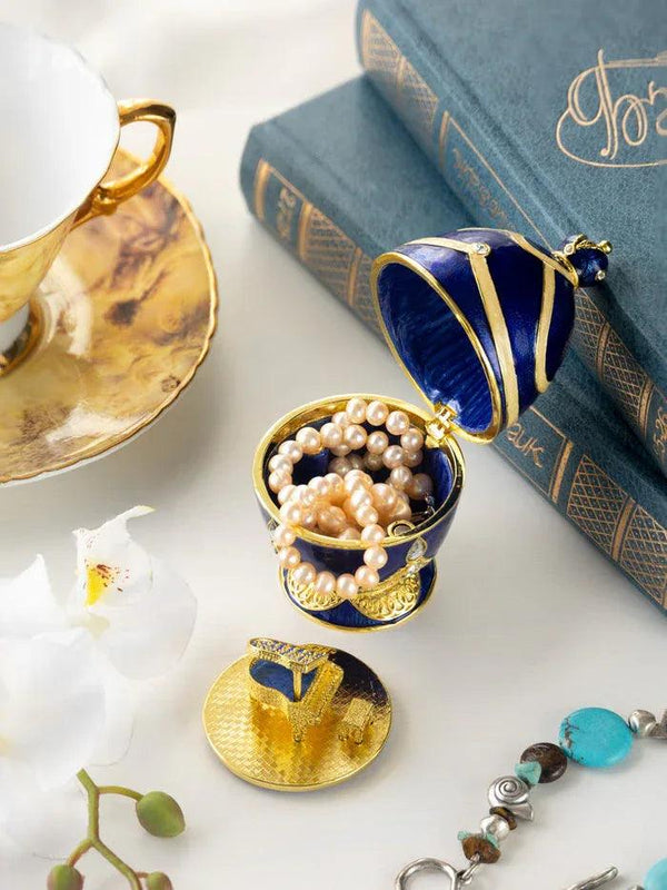 Blue Faberge Egg with Golden Piano Surprise - Gifts for You 'n Me