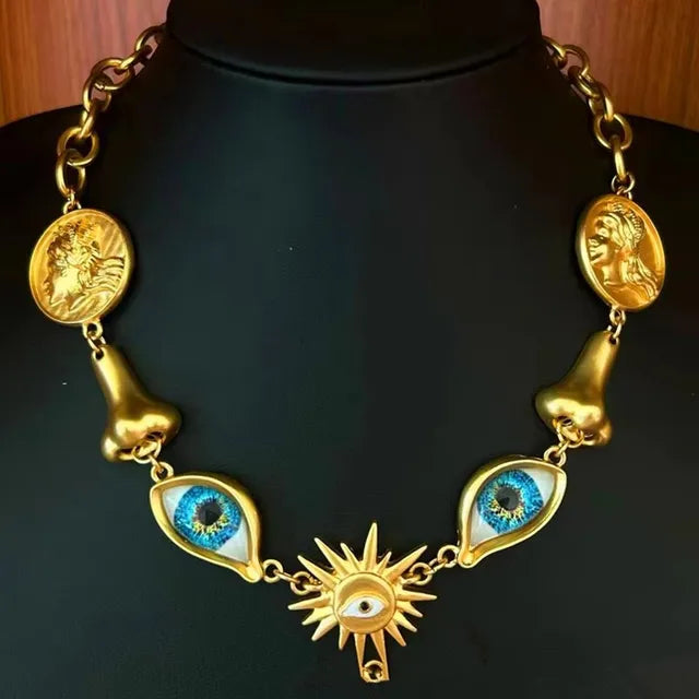 Retro Devil's Eye Nose Mouth Earrings Oil Drip for Women Jewelry Heavry Metal 2024 New Europe High Quality Eegant Gifts