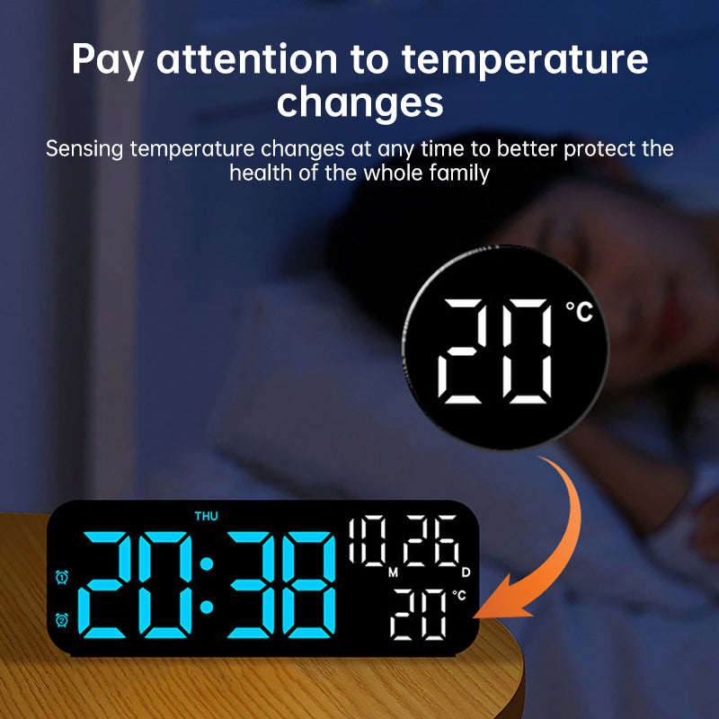 Digital Alarm Clock with Temp, Date, Week. Night Mode. Voice - controlled. 12/24H LED