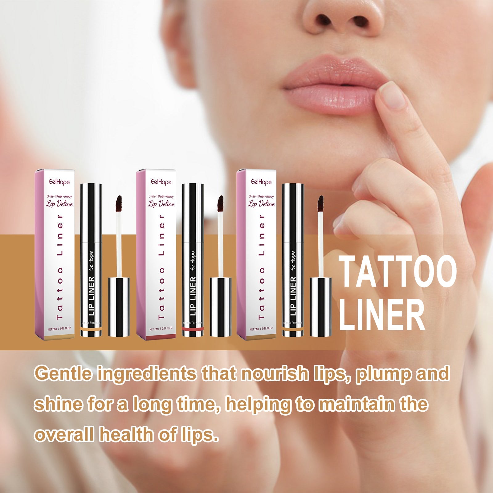 Tattoo Liner, Outline Lip Shape And Develop Lip Color Lasting Waterproof And Not Easy To Fade Peeling Lip Liner