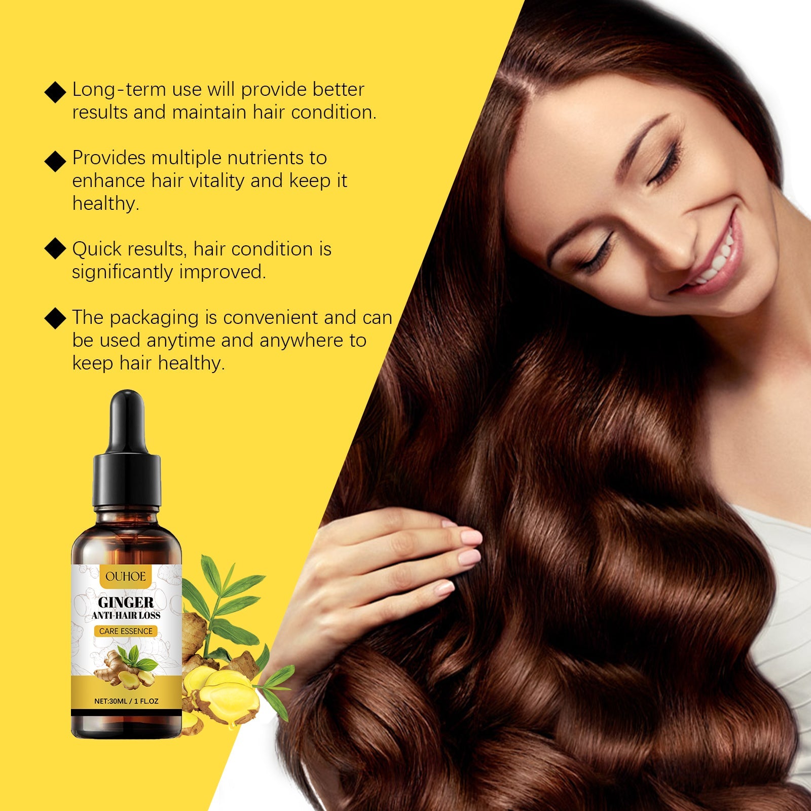 Ginger Hair Essential Oil Ginger Plant Extract Gently Nourishes And Moisturizes Hair And Scalp