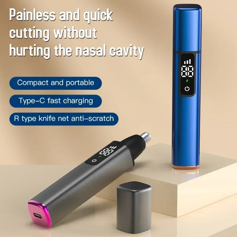 Portable LED Display Nose Hair Remover Electric Nose Hair Trimmer USB Charging Safety Face Hair Cleaning Care Kit