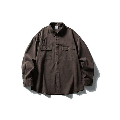 Used washed casual loose long sleeved shirt jacket men's workwear shirt