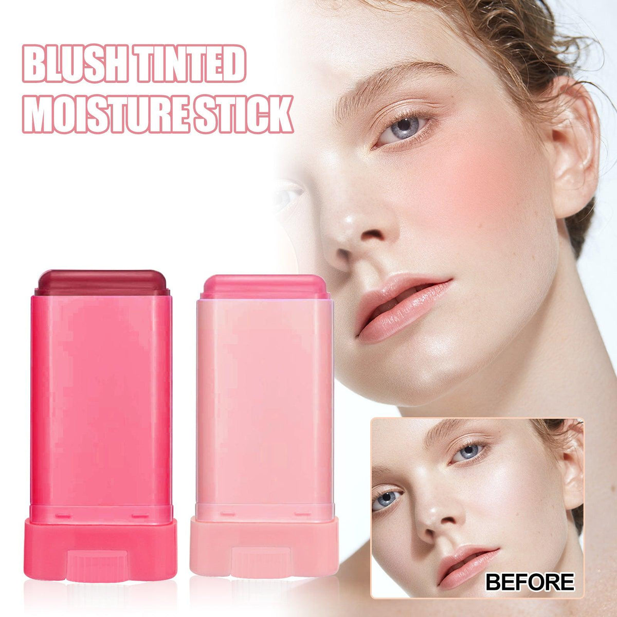 Blush Stick, Brightening Primer Solid Contouring Natural Nude Makeup Waterproof Lightweight Multi-Functional Blush Stick
