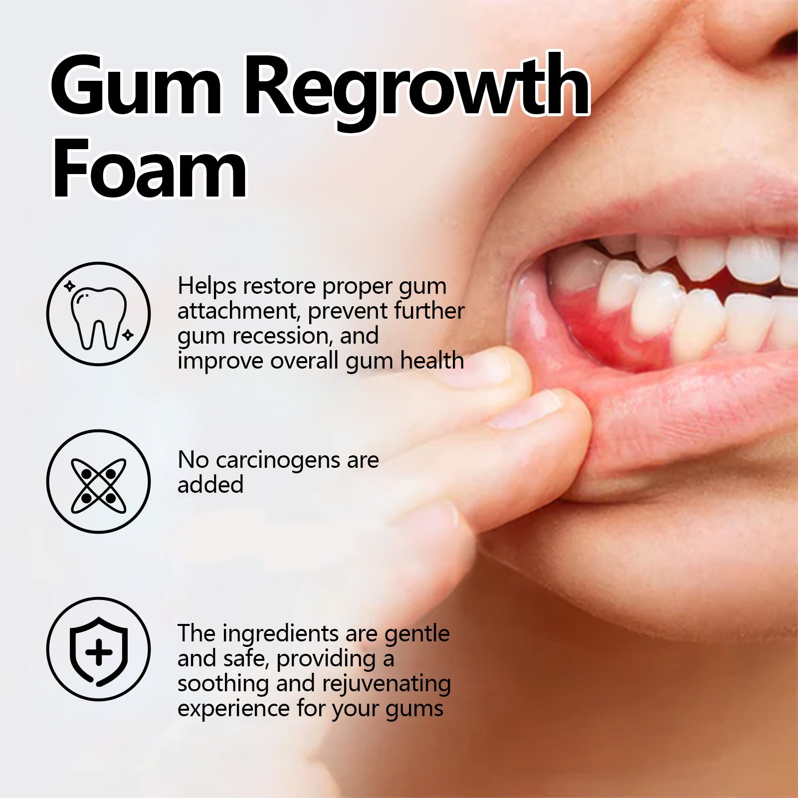 oralhoe Gum Regrowth Foam, Clean Teeth Tartar Care Gums Clean Teeth Anti-Moth Fresh Breath Mousse