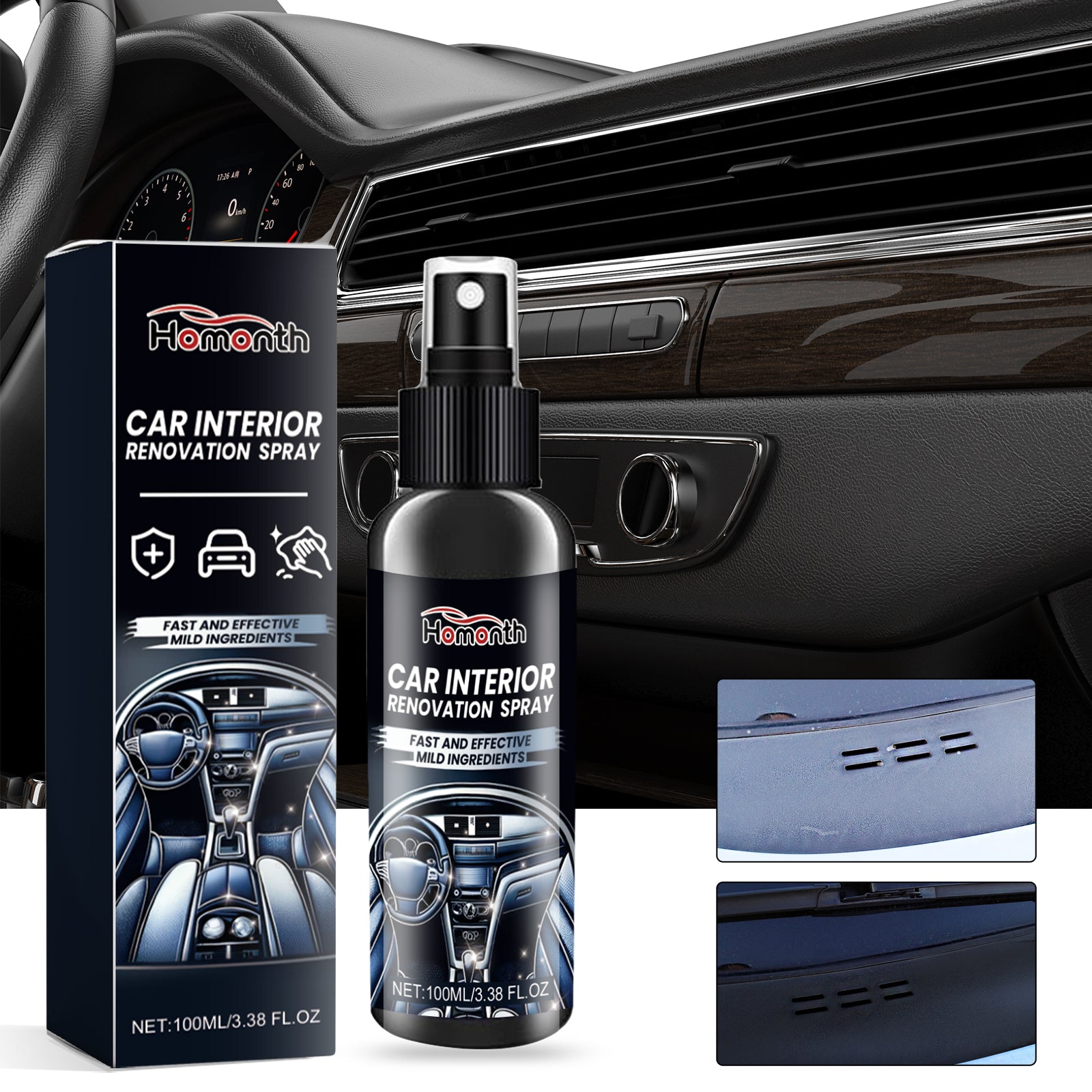 Car Interior Renovation Spray, Seat Interior Instrument Panel Cleaning Decontamination Maintenance Refurbishing Care Agent