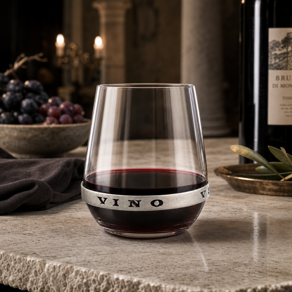 In Vino Veritas Stemless Red Wine Glass