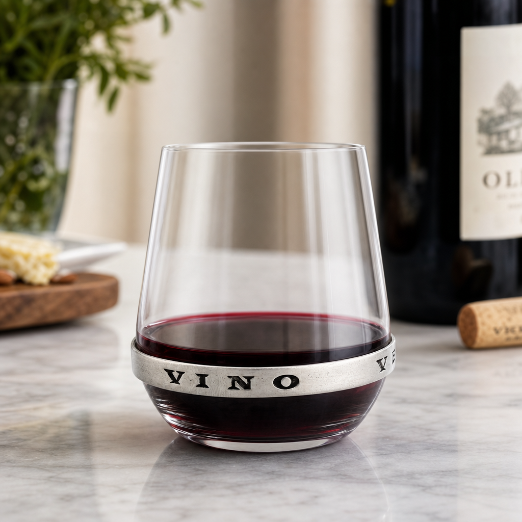 In Vino Veritas Stemless Red Wine Glass