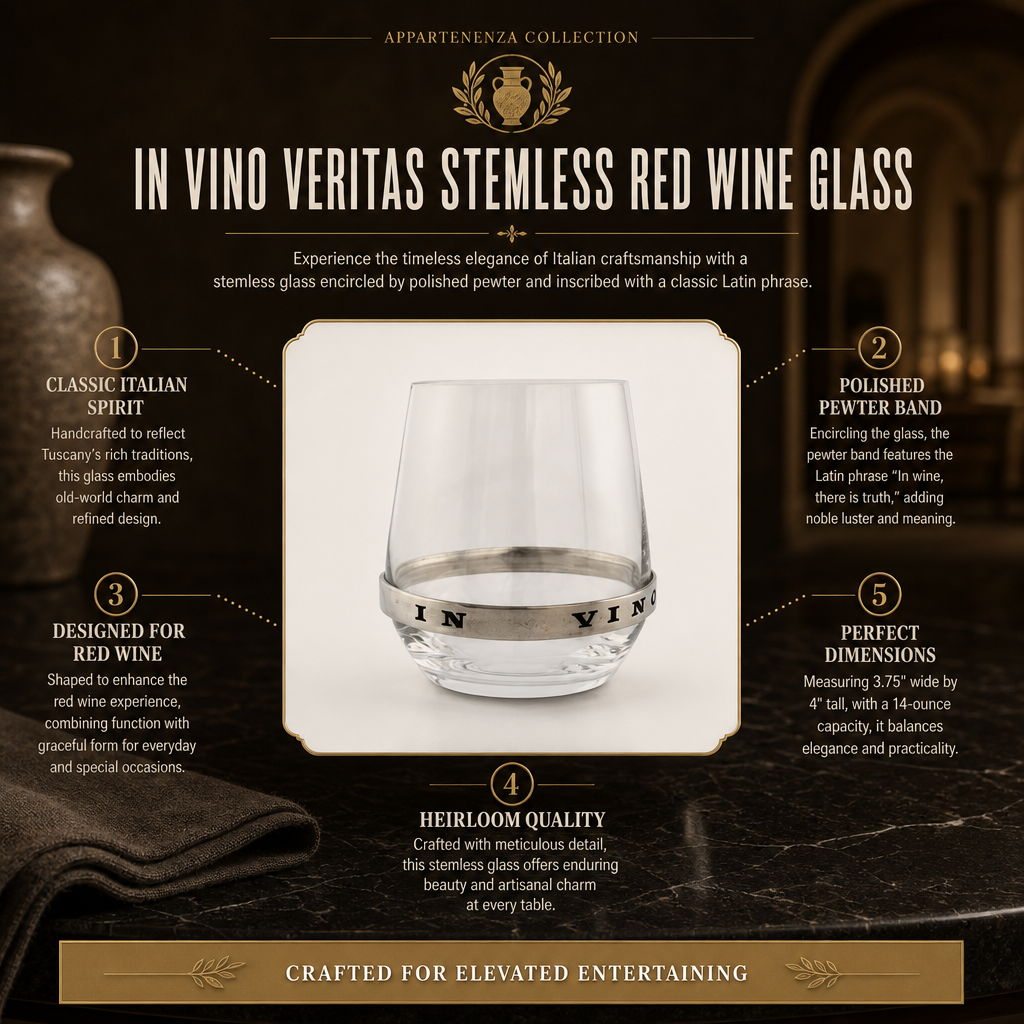 In Vino Veritas Stemless Red Wine Glass