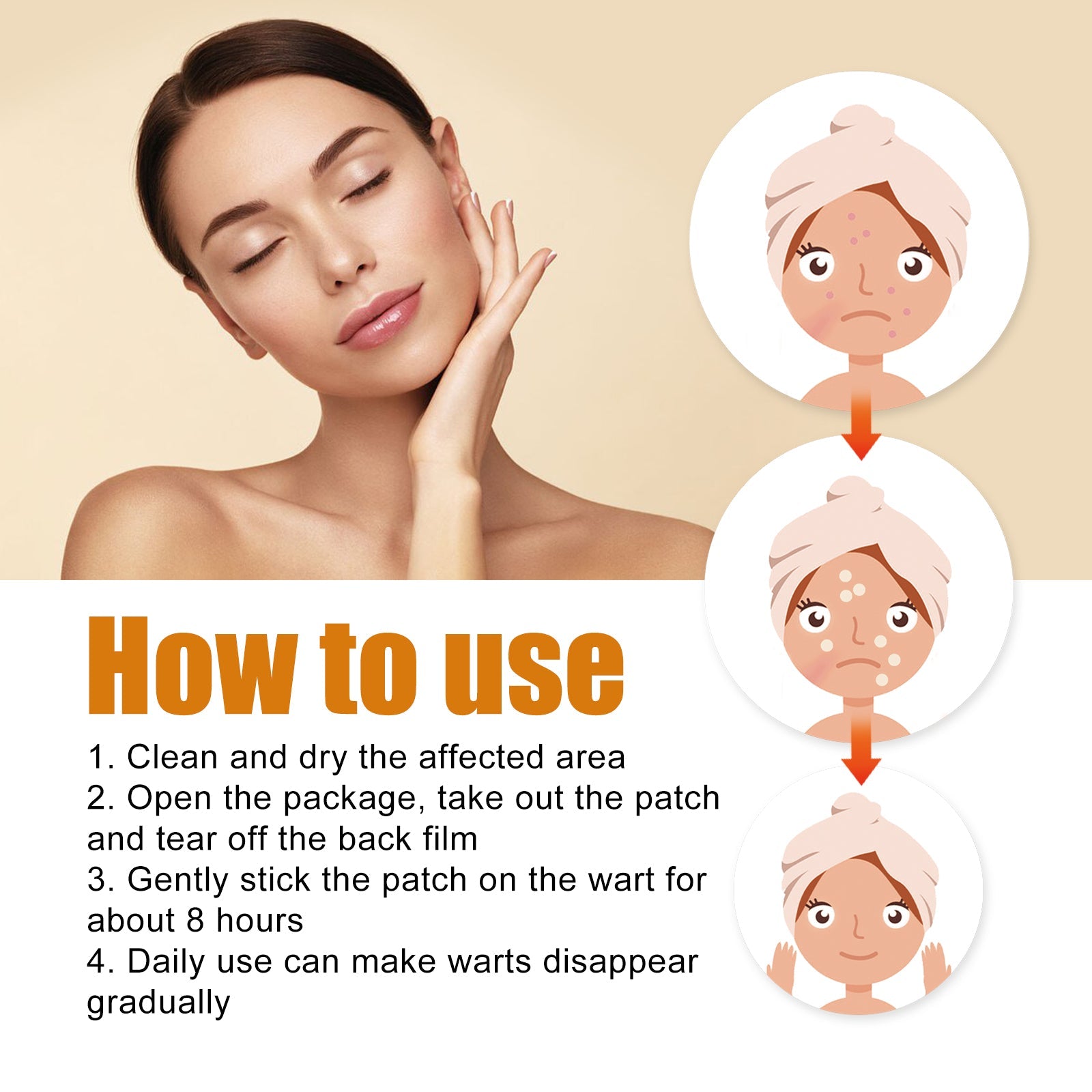 Mole Label Repair Patch, Repair Neck Flesh Grain Filamentary Wart Corns Skin Cleaning Gram Wart Patch