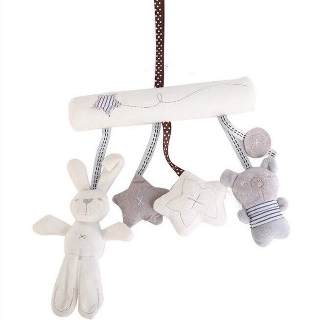 Baby Rabbit Toys Stroller Accessories Hanging Plush Educational Toy Doll Trolley Bells Rattles Carriage Multifunctional
