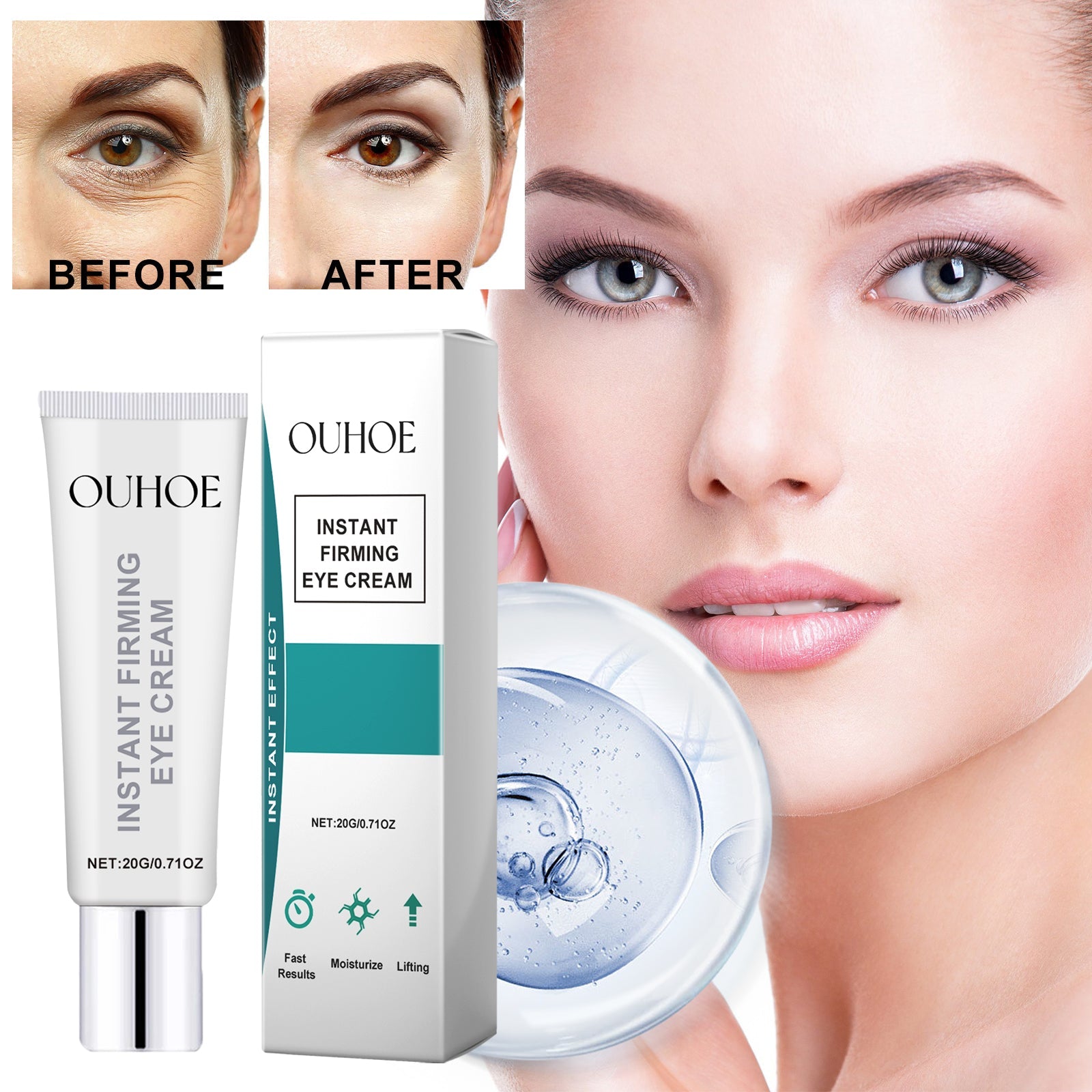 Instant Firming Eye Cream, Elastic Tightens Eye Skin Moisturizing Treatment To Reduce Fine Lines And Dark Circles Under The Eyes