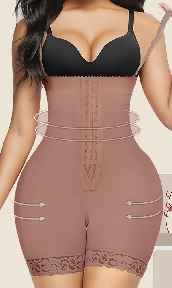 Adjustable seamless high waisted beauty pants with zipper waist cinching body shaping and gathering jumpsuit