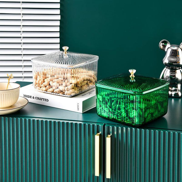 Home light luxury dustproof desktop multifunctional dried fruit storage box with cover