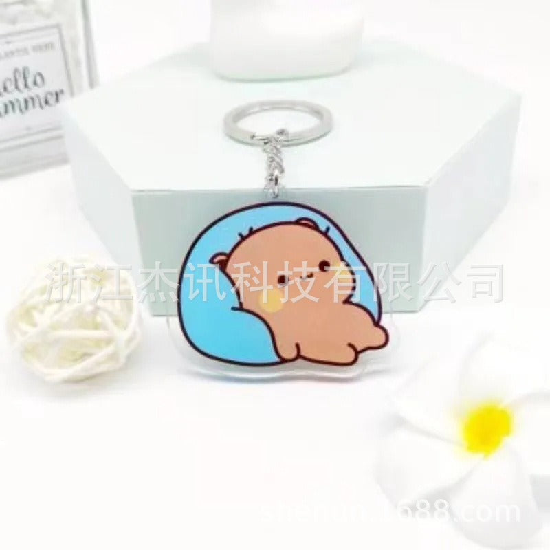 Cute cartoon Bubudu Giant Panda Pendant Keychain Car Key Acrylic Backpack Keychain Pendant