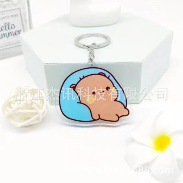 Cute cartoon Bubudu Giant Panda Pendant Keychain Car Key Acrylic Backpack Keychain Pendant