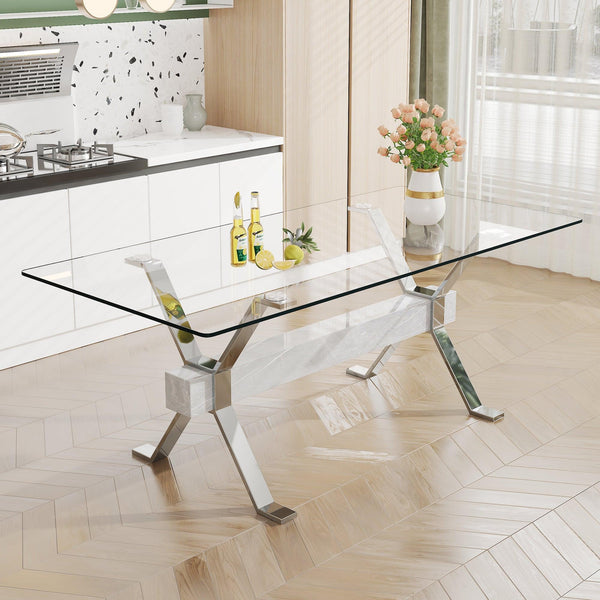 Dining table Modern tempered glass dining table 79 ''x39''x30 '' 1105
