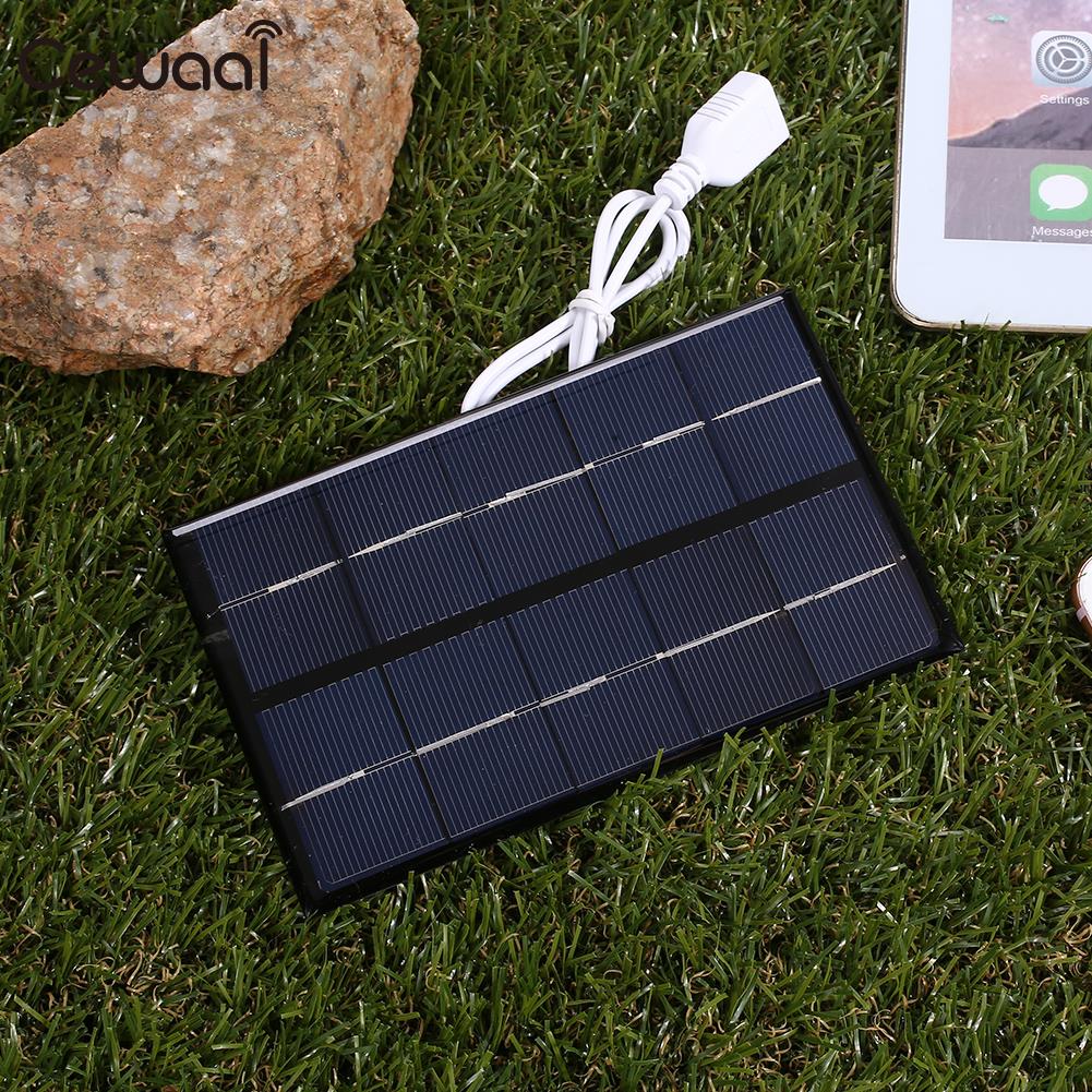 Cewaal USB Solar Panel 5W 5V Polysilicon USB Port Fast Charger Mobile Phone Portable Solar Generator
