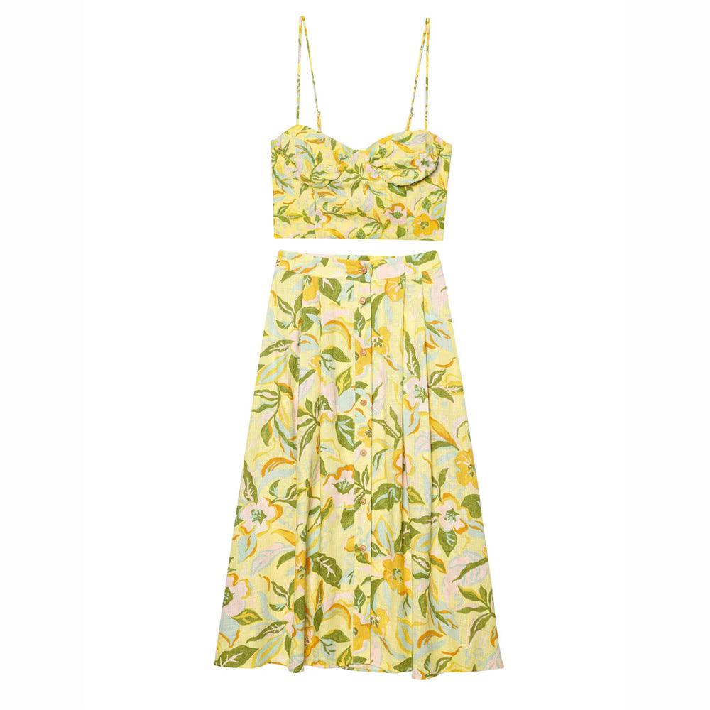 Style Strapless Top with Printed Skirt Set