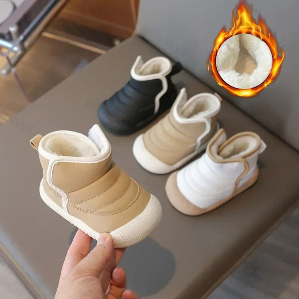 Autumn Winter Children Snow Boots Baby Girls Boys Boots Soft Sole Non-slip Infant Toddler Shoes Outdoor Thick Plush Kids Boots