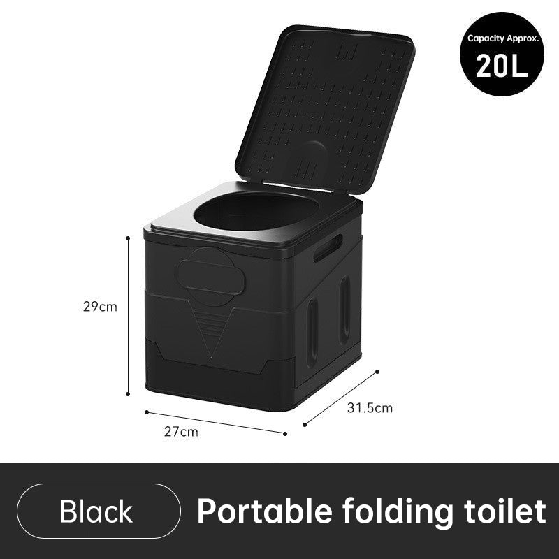 Portable folding camping toilet: adult/child use, self-contained, with lid and seat. V.I.P Digital Presence